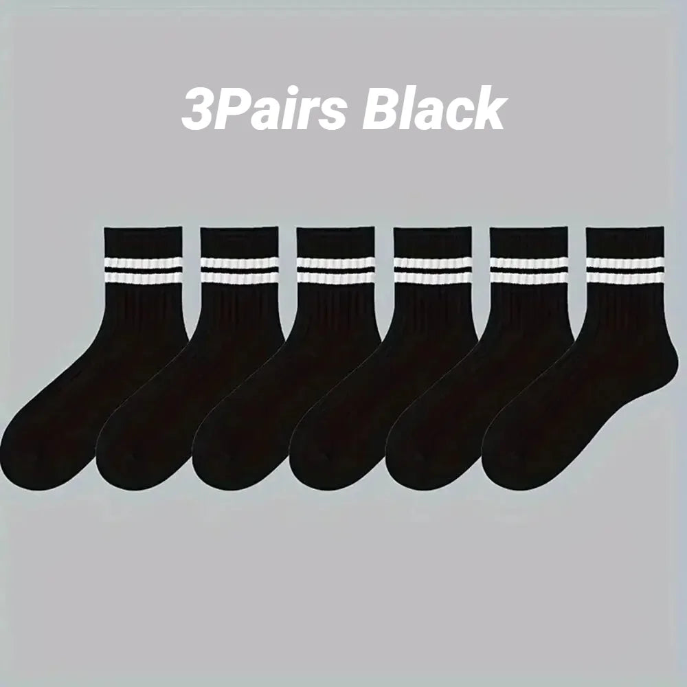 Men's Striped Mid Tube Socks | Breathable Casual Comfort