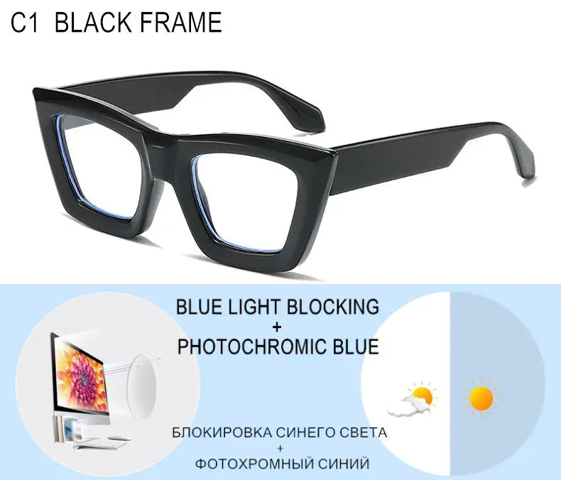 Custom Myopia Glasses | Stylish Butterfly Frame & Blue Light Blocking