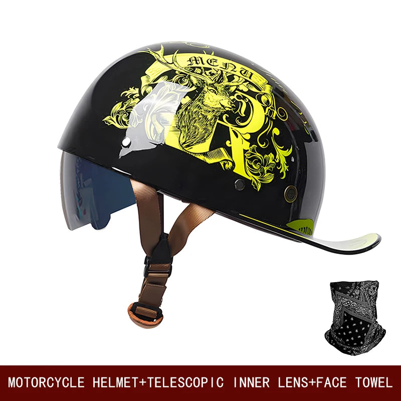 Universal Retro Motorcycle Helmet | Stylish Summer Half Helmet