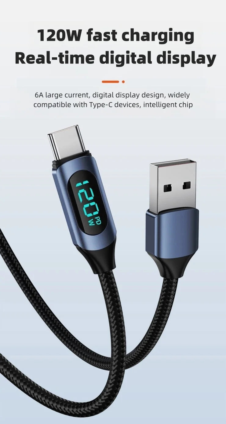120W Super Fast Type C Charging Cable | High-Speed Data Cord