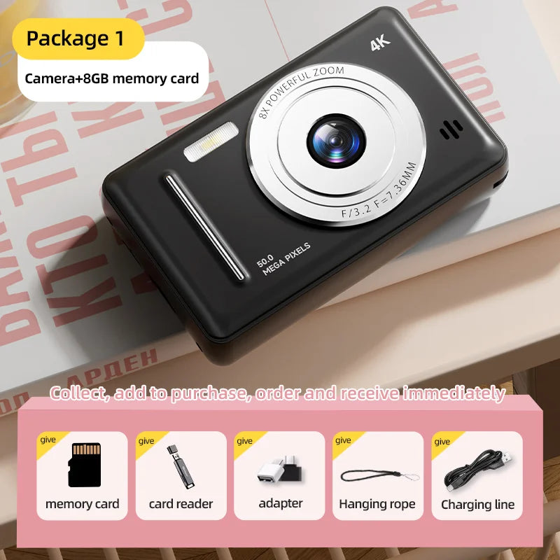 Portable 4K CCD Retro Digital Camera | 50MP Autofocus Photography