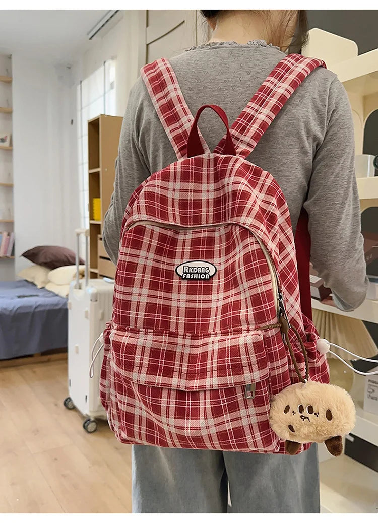 Large Capacity Plaid Backpack | Versatile Travel & School Bag