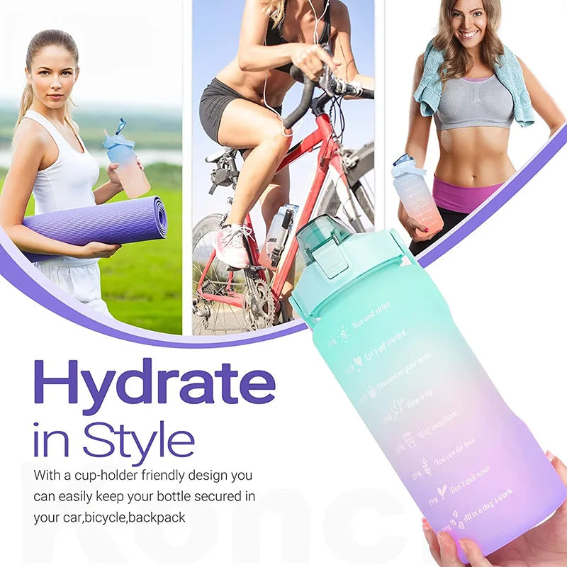 Motivational 2-Liter Water Bottle | Leak-Proof Sports Cup