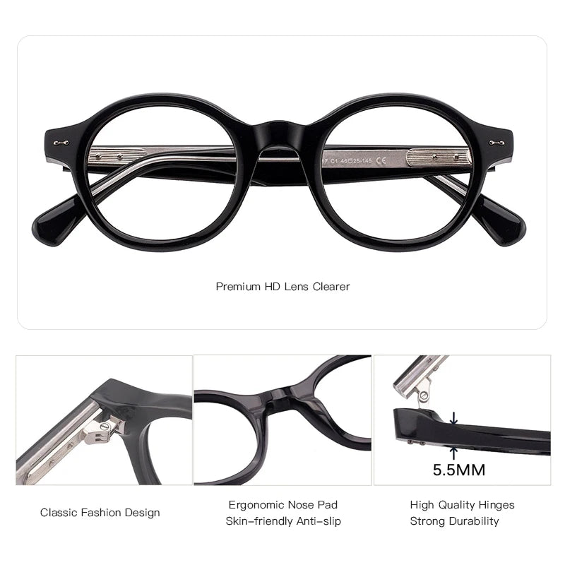 Unisex Retro Round Prescription Glasses | Stylish Anti Blue Light Eyewear