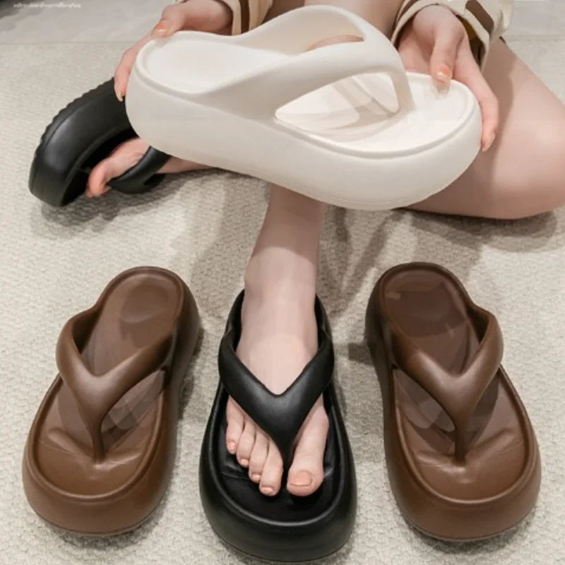 Women’s Chunky Platform Clip Toe Sandals | Summer Slip On Slippers