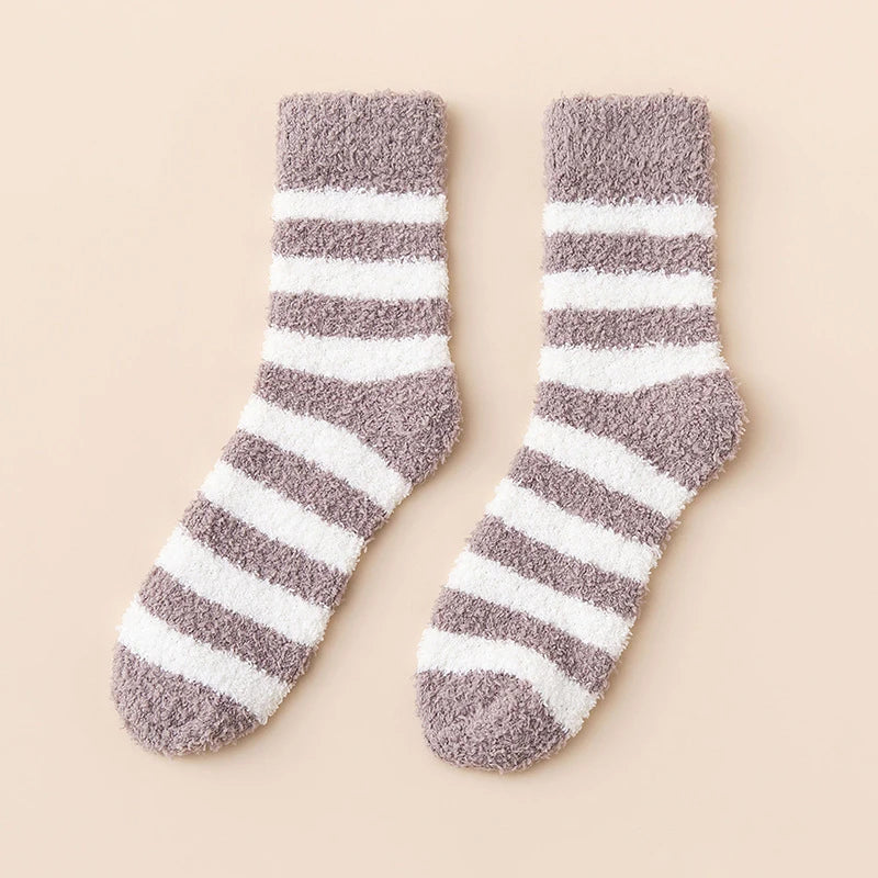 Cozy Striped Winter Plush Socks for Men & Women | Warm Comfort