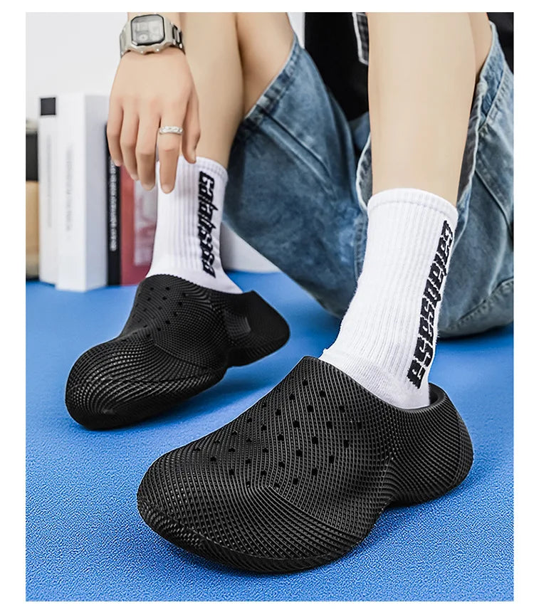 Generic Closed Toe Clogs 3d Printed Thick Sole Non Slip Soft Cushion Casual Summer Outdoor Slippers For Men Women Couple