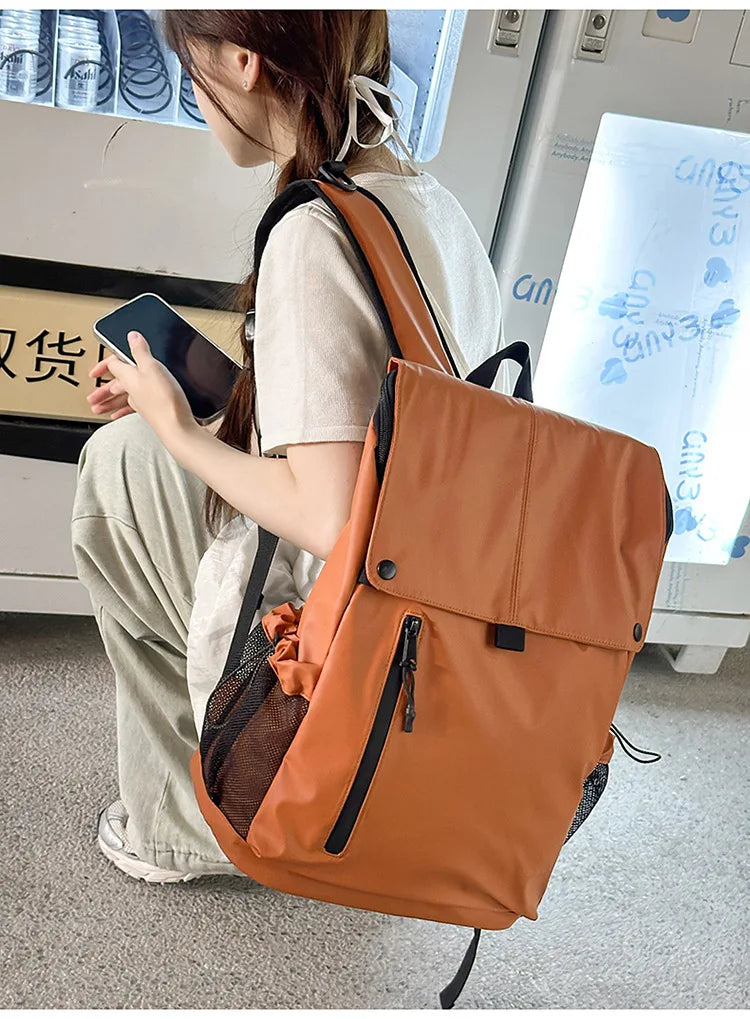 Large Waterproof Leather Backpack for Travel & Business - Unisex