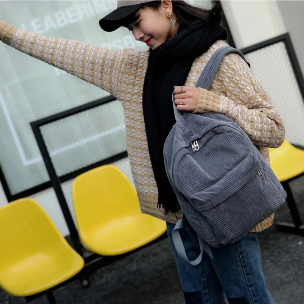 Trendy Corduroy Backpacks for Students | Stylish School Bags