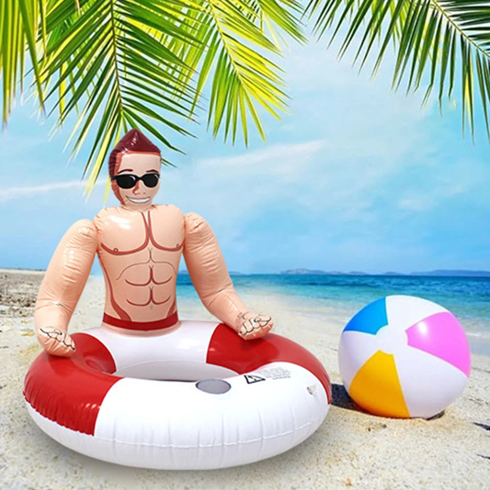 Leakproof Inflatable Swim Ring with Cup Holder - Fun Pool Float