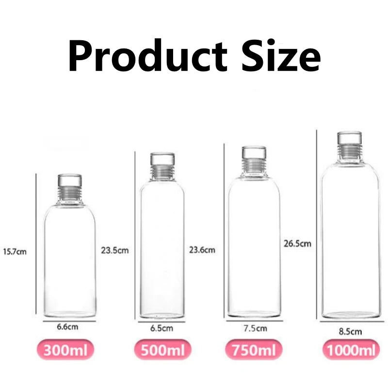 Large Capacity Glass Water Bottle with Time Marker | Outdoor Use