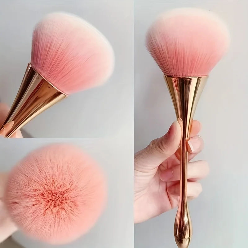 Soft Rose Golden Fan Makeup Brush | Achieve Flawless Beauty