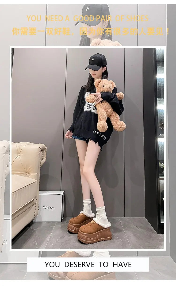 Women's Platform Fur Slippers | Cozy Stylish Winter Mules