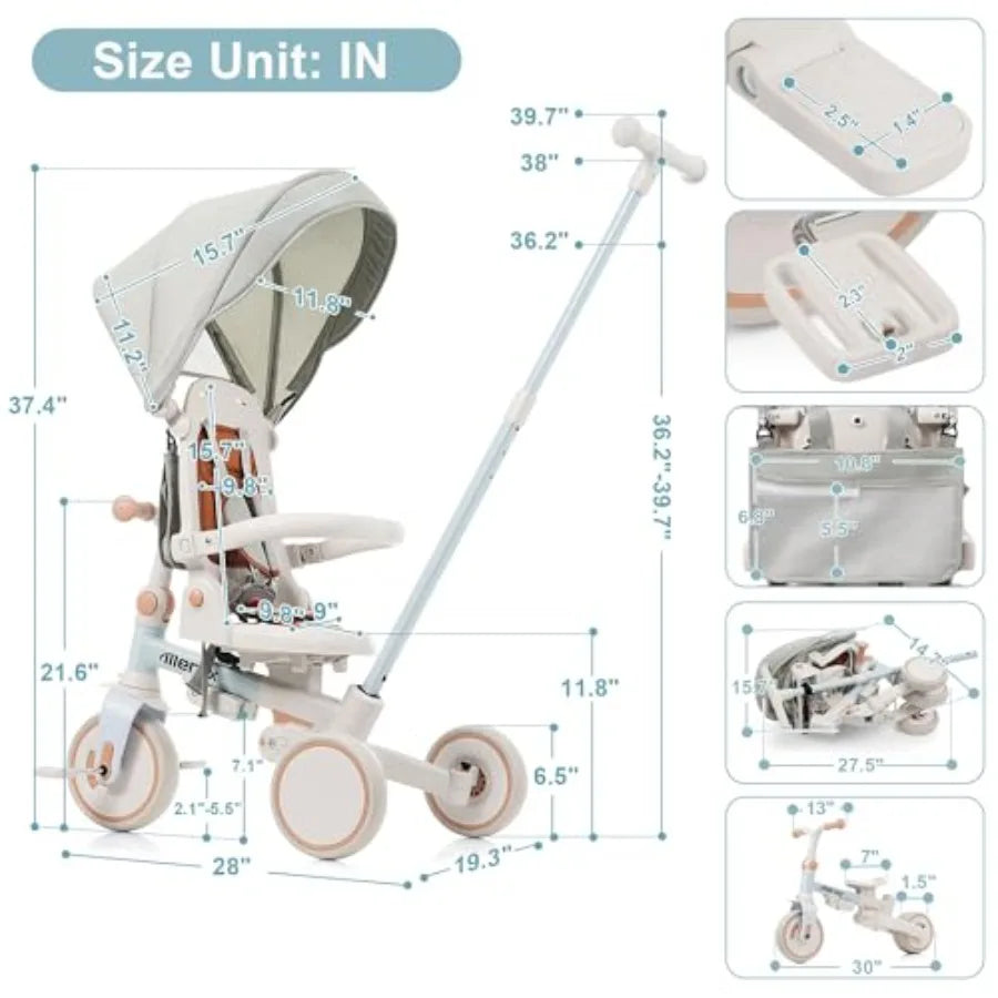 7-in-1 All-Terrain Tricycle Stroller | Adjustable Toddler Trike