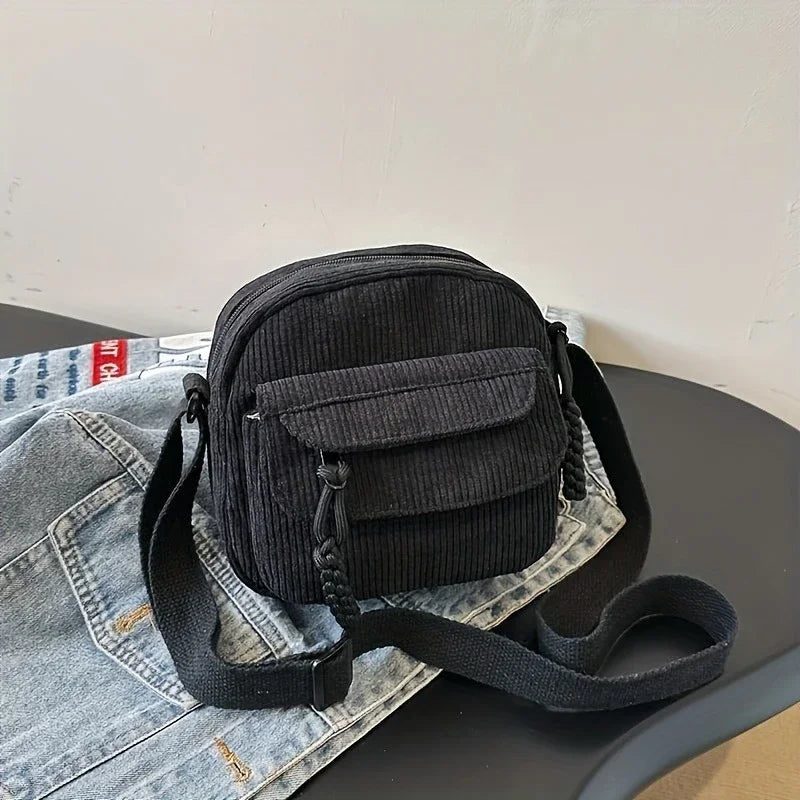 Casual Corduroy Crossbody Bag for Women | Stylish Multi-Pockets