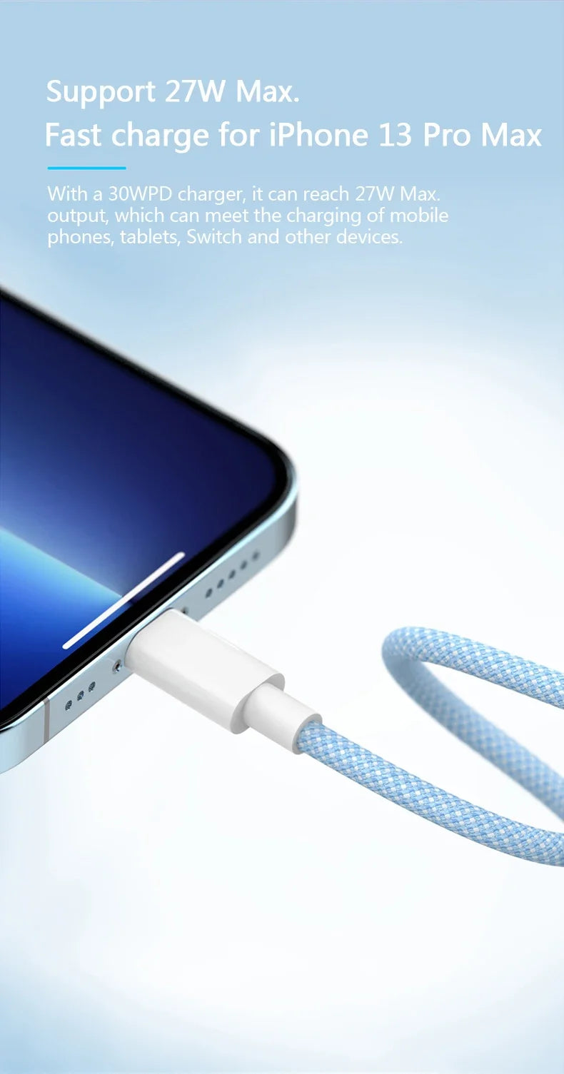 20W USB-C Fast Charging Cable for iPhone & iPad Devices