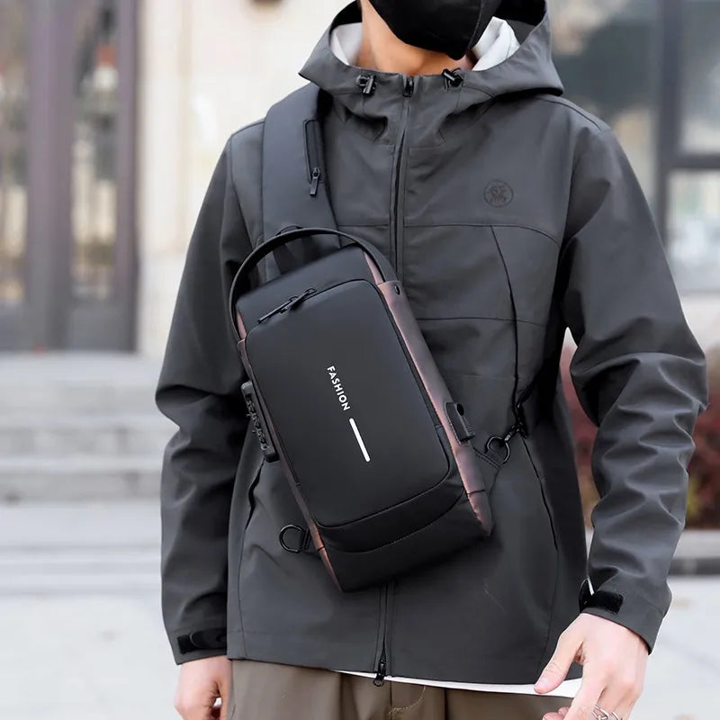 Men's Anti-Theft Chest Bag with USB Port | Waterproof Crossbody Sling