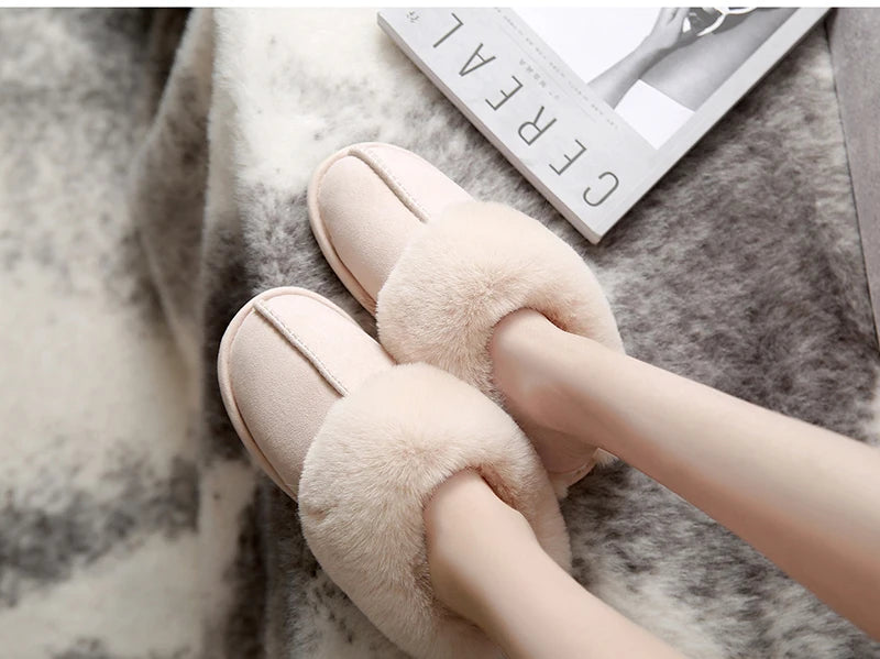 Women's Luxury Faux Suede Plush Slippers | Cozy Winter House Shoes
