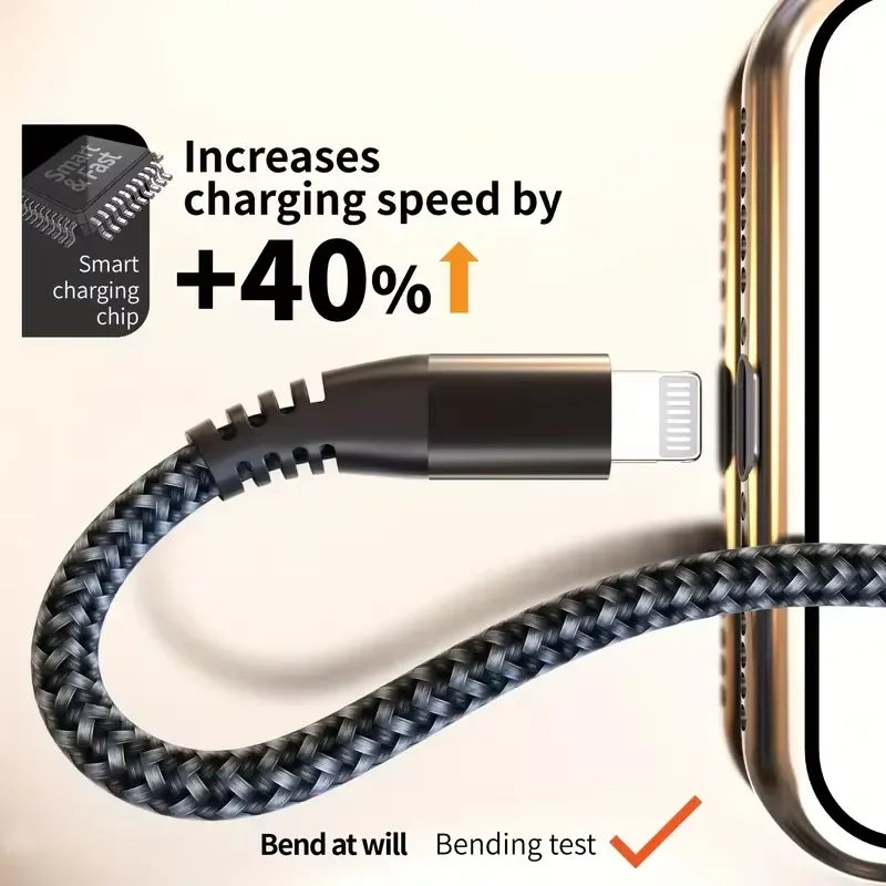 MFi Certified Fast Charging USB C to Lightning Cable - Durable Nylon