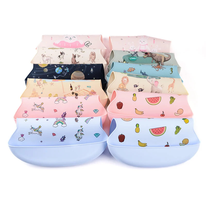 Waterproof Silicone Baby Bibs | Adjustable Cute Feeding Aprons