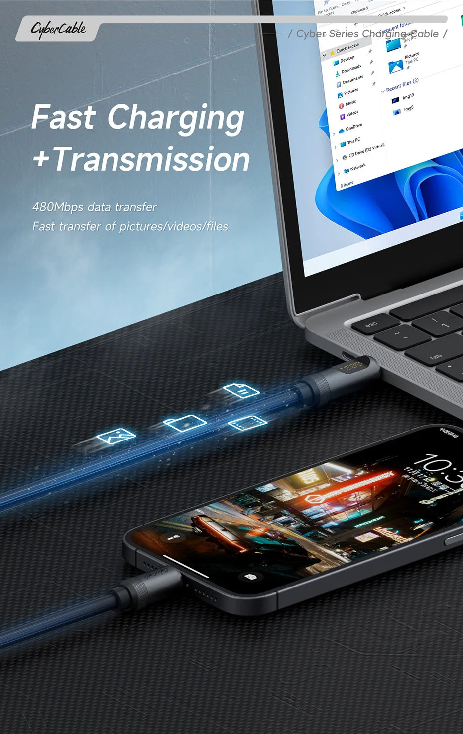 USB C Cable with LED Display | Fast Charging Type C Cable