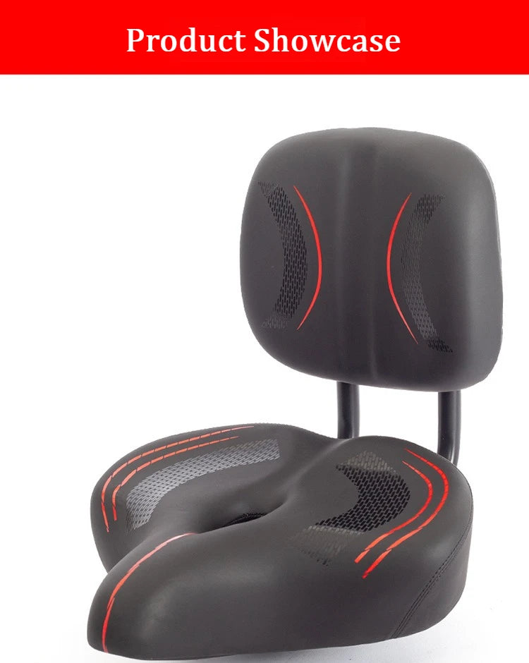 Oversized Comfort E-Bike Saddle with Backrest | PU Leather Seat