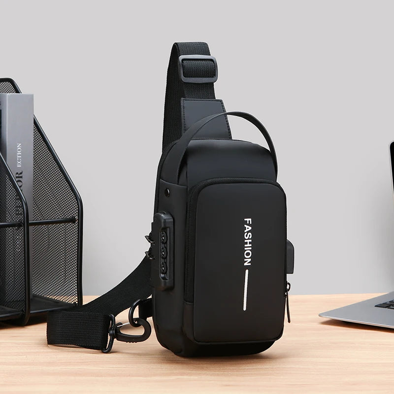 Men's Anti-Theft Sling Bag | USB Charging Crossbody Pack