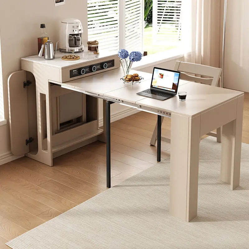 Space Saving Retractable Dining Table | Modern Wooden Design