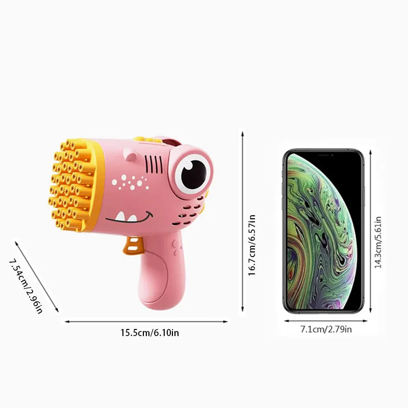40 Hole Dinosaur Bubble Handheld Machine | Fun Outdoor Bubble Gun