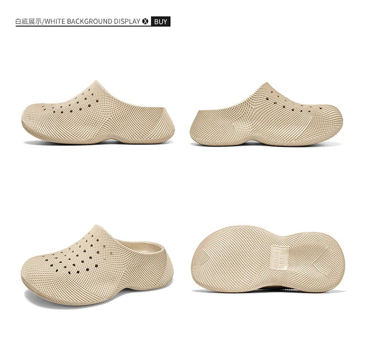 Generic Closed Toe Clogs 3d Printed Thick Sole Non Slip Soft Cushion Casual Summer Outdoor Slippers For Men Women Couple