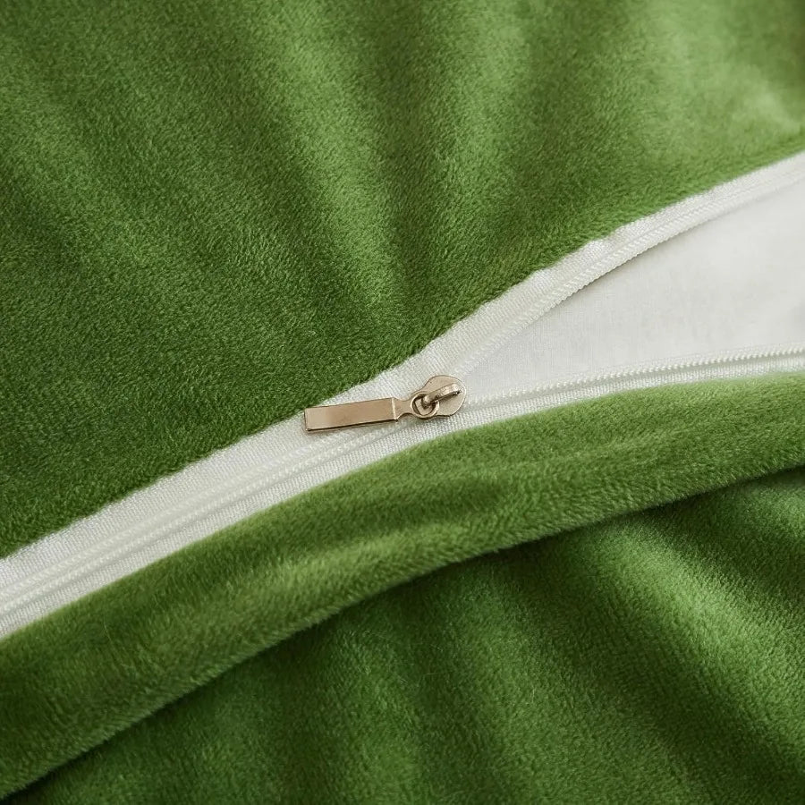 King Size Luxury Green Fuzzy Duvet Cover Set | Ultra-Soft Bedding