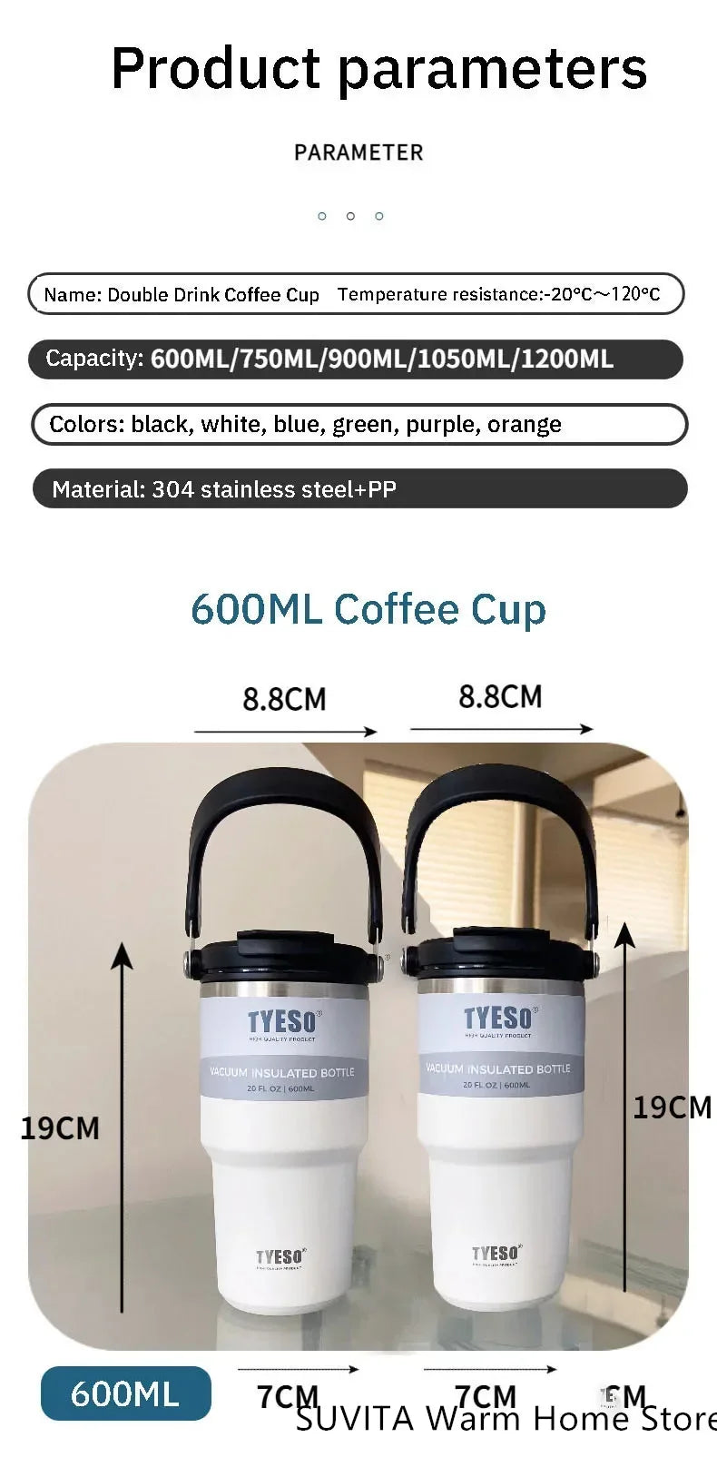Large Capacity Stainless Steel Coffee Tumbler | Thermal Insulated Mug