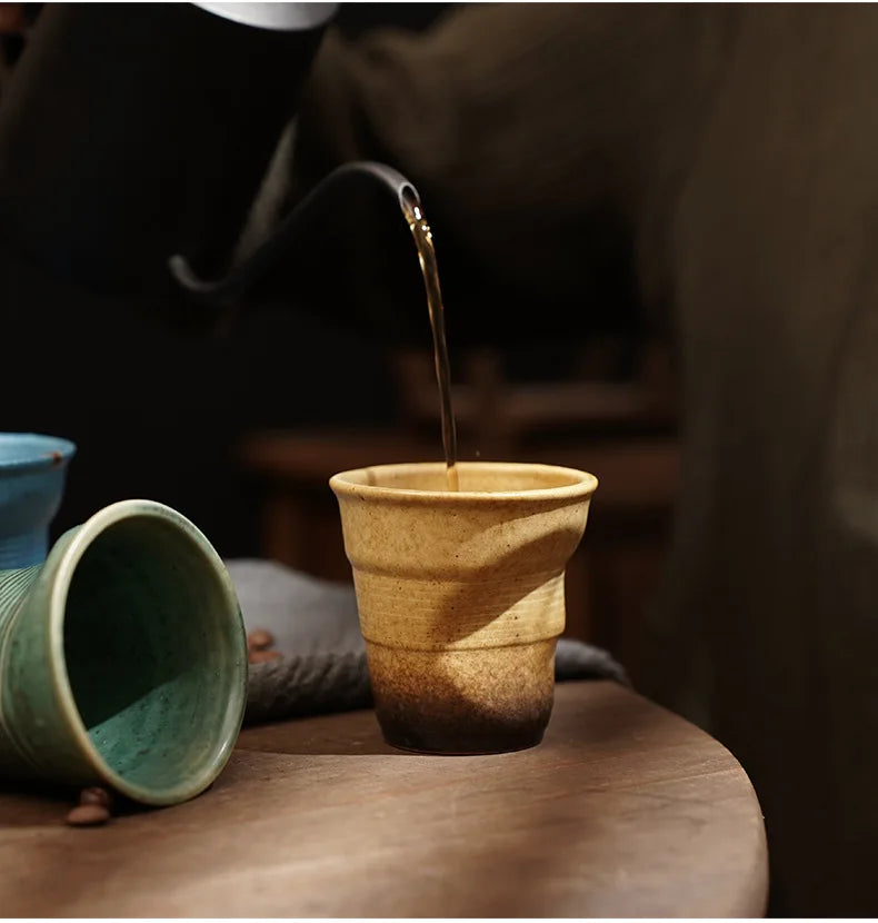 Creative Japanese Retro Ceramic Coffee Mugs | Stylish Latte Cups