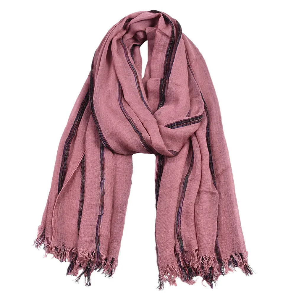 Cotton Linen Striped Men's Scarf | Warm Autumn Winter Accessories
