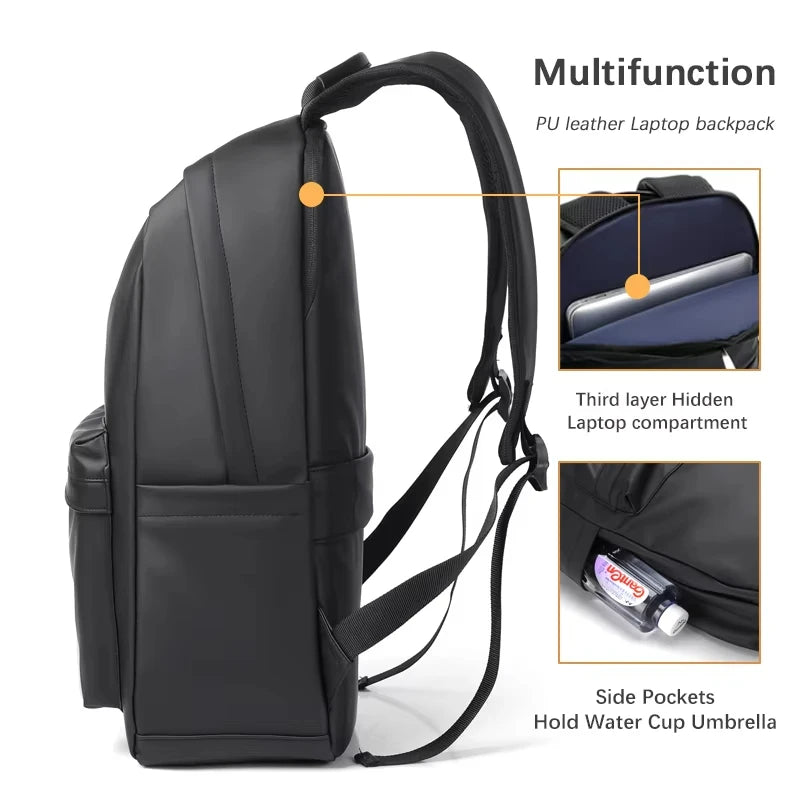 Stylish PU Leather Backpack for Men | Versatile School & Laptop Bag