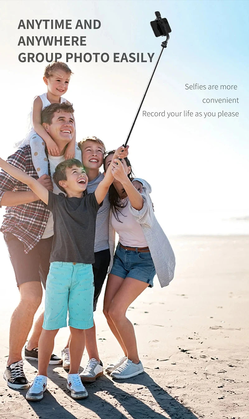 Extended Selfie Stick Tripod with Wireless Bluetooth Remote & LED Light
