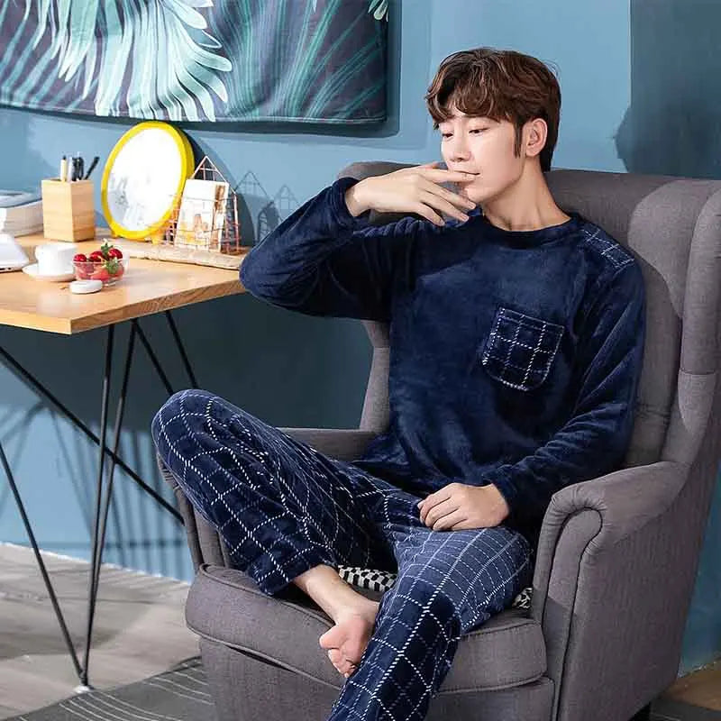 Cozy Flannel Pajamas Set for Couples | Warm Homewear Comfort
