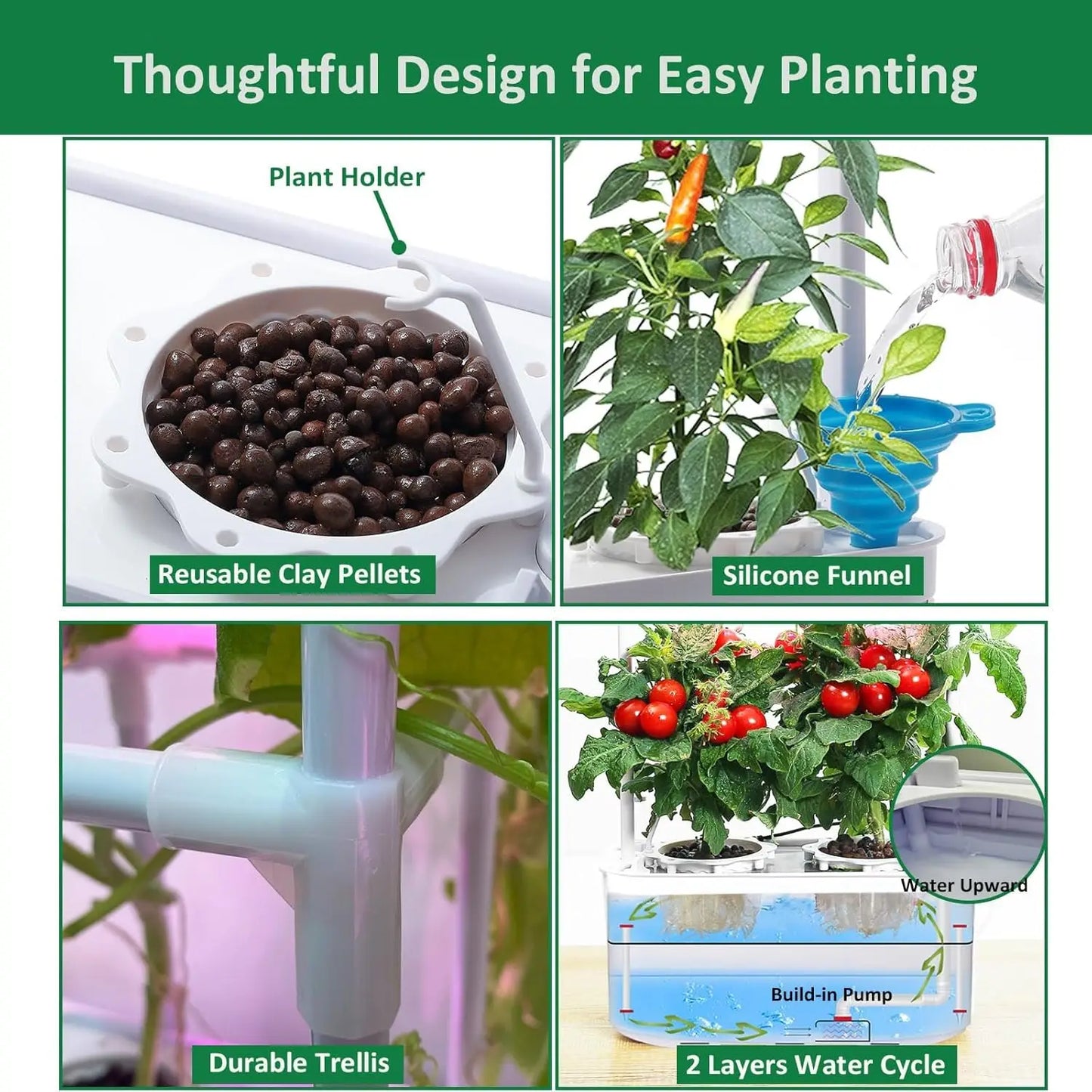 Smart Hydroponic Gardening Kit with LED Light for Indoor Plants