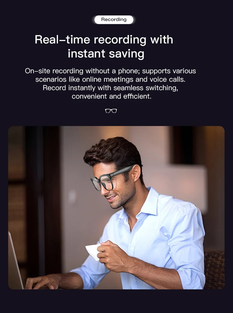 Smart AI Glasses with HD Video, Bluetooth & Music Playback