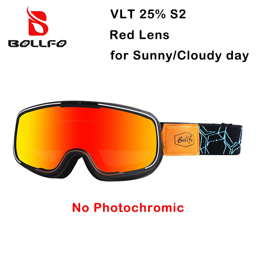 BOLLFO Photochromic Motorcycle Goggles Motorbike Eyewear OTG UV Protection Auto-tinting ATV Glasses Windproof Dirt Bike Goggles