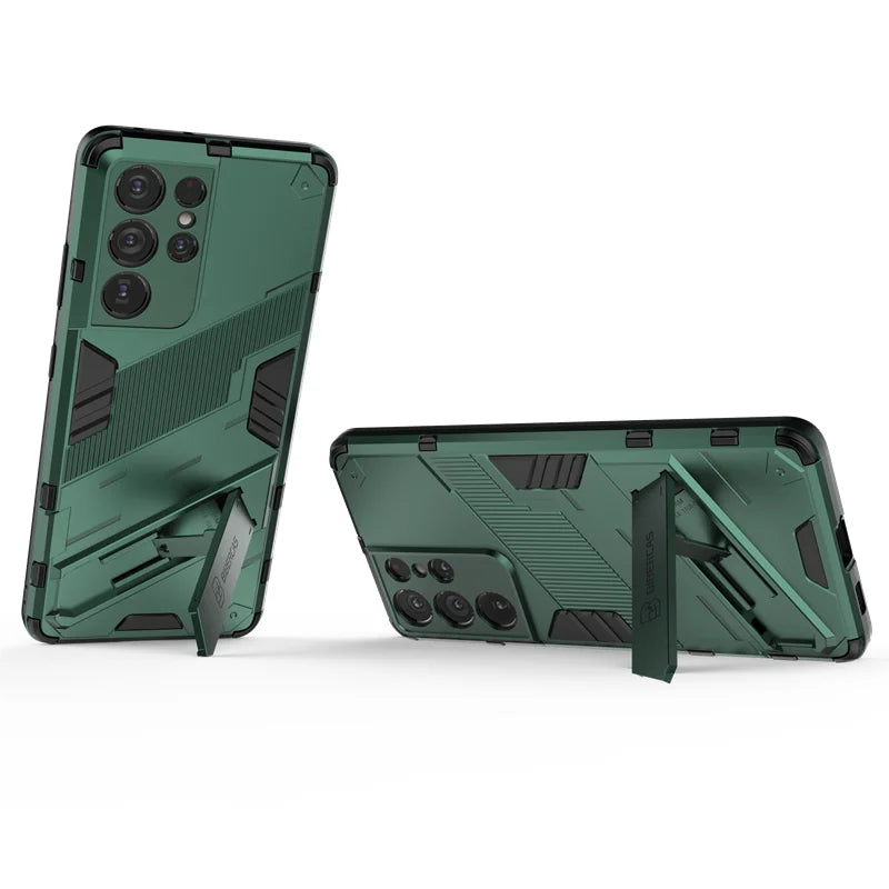 Solid Armor Cyber Shockproof Case For Samsung S25 Ultra S24 FE Ultra Plus A54 A55 A56 A36 A26 Tough Design Stand Cover