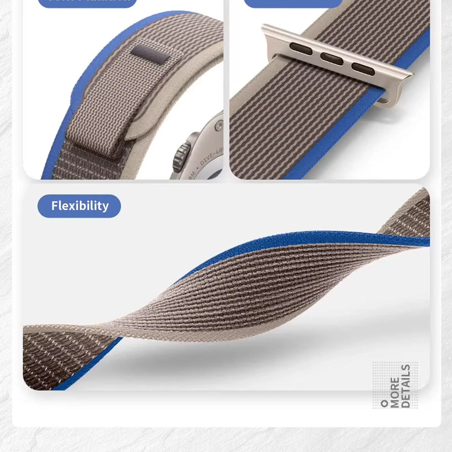 High-Quality Nylon Strap for Smartwatches | Natural Titanium Finish