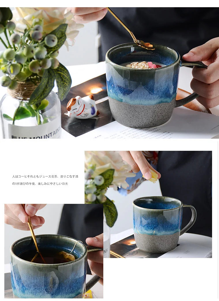 350ml Gradual Change Ceramic Coffee Mug | Retro Starry Drinkware