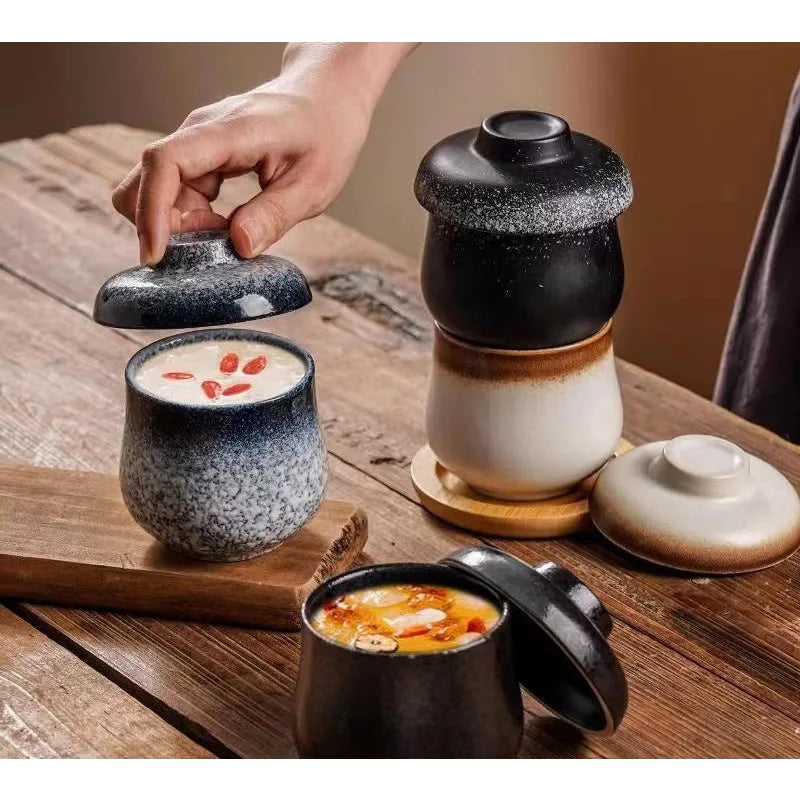 Japanese Ceramic Small Stew Pot Set | Creative Tableware for One