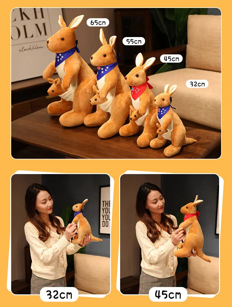 Lifelike Kangaroo Plush Toy | Mum & Baby Simulation Toy