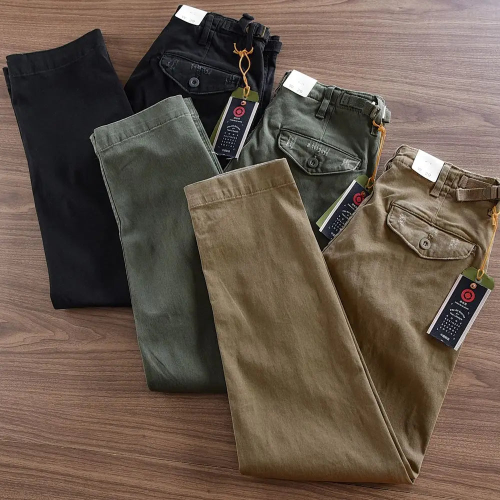 Slim-Fitting Men's Casual Cargo Pants | Pure Cotton Comfort