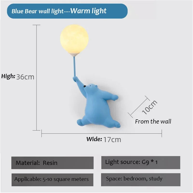 Cartoon Polar Bear LED Sconce Light | Fun Bedroom Decor