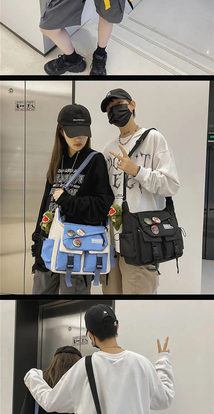 Stylish Waterproof Nylon Messenger Bag | Unisex Crossbody Satchel