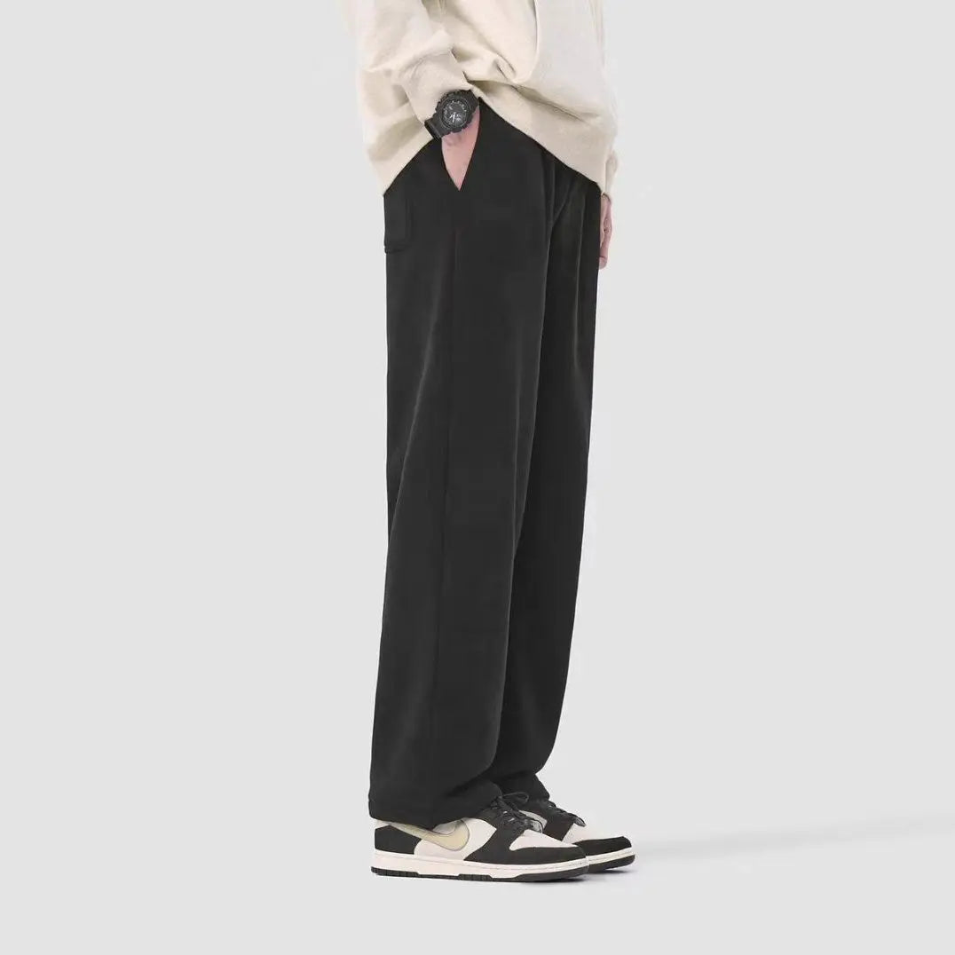 Men's Thick Fleece Casual Pants | Warm Wide Leg Trousers