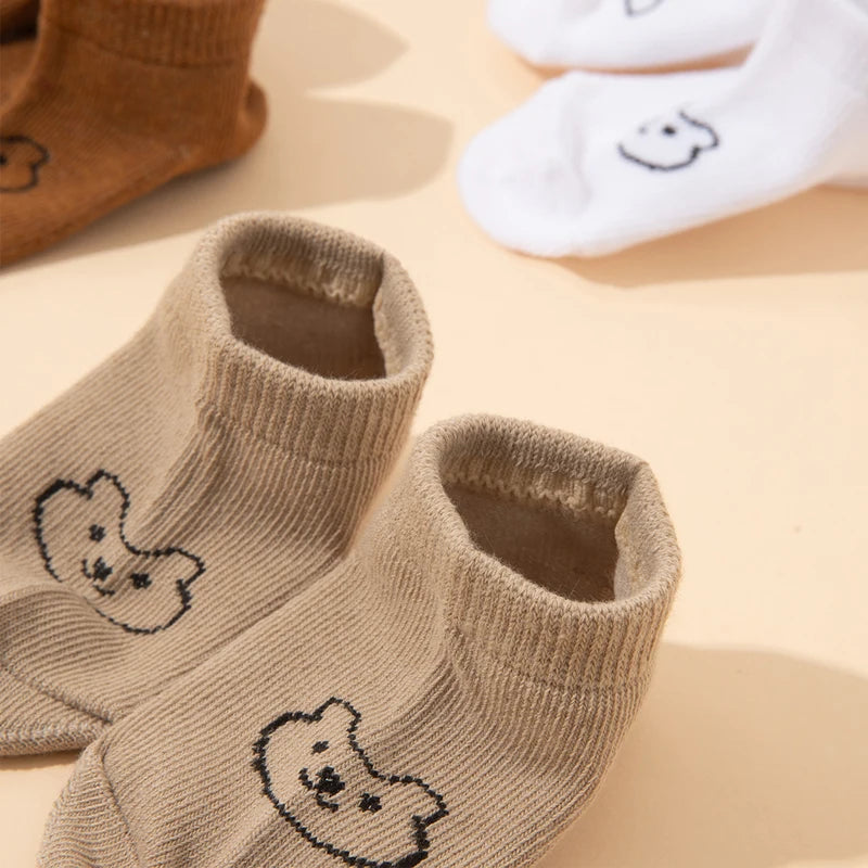 Cute Bear Printed Newborn Baby Socks | Breathable & Comfortable